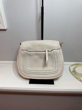 Marc Jacobs Cream Pebbled Leather Crossbody Saddle Bag
